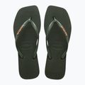 Moteriškos šlepetės per pirštą Havaianas Square Logo Metallic green olive 10