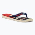 Šlepetės per pirštą Havaianas Top Nautical beige straw / navy blue / ruby red