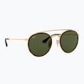 Akiniai nuo saulės Ray-Ban Round Double Bridge arista gold/green g-15