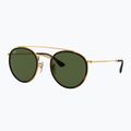 Akiniai nuo saulės Ray-Ban Round Double Bridge arista gold/green g-15 4