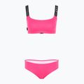 Moteriškas dviejų dalių maudymosi kostiumėlis EA7 Emporio Armani Logo Tape Bikini Top neon pink