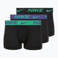 Vyriškos trumpikės Nike Dri-Fit Essential Micro Trunk 3 poros black green shock/wild violet/black text wb