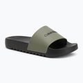 Vyriškos šlepetės Calvin Klein HM0HM01063 Chuncky Pool Slide Rub Smokey Olive/Black