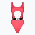 Moteriškas vientisas maudymosi kostiumėlis Calvin Klein Cut Out One Piece-RP calypso coral