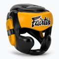 Bokso šalmas Fairtex Diagonal Vision Sparring Headguard - Full Head Coverage black/yellow