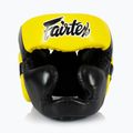 Bokso šalmas Fairtex Diagonal Vision Sparring Headguard - Full Head Coverage black/yellow 2