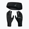Moteriška galvos juosta + pirštinių komplektas Nike Essential Running black/black/silver 9