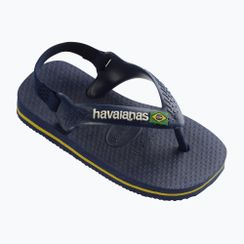 "Havaianas Baby Brasil Logo II" tamsiai mėlyni / citrusiniai geltoni vaikiški sandalai