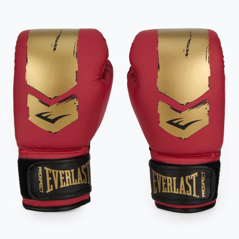 "Everlast Prospect 2" bokso rinkinys šalmas + skydai + pirštinės raudonos/auksinės spalvos 2