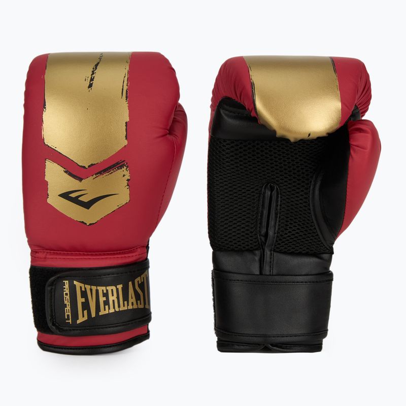 "Everlast Prospect 2" bokso rinkinys šalmas + skydai + pirštinės raudonos/auksinės spalvos 3