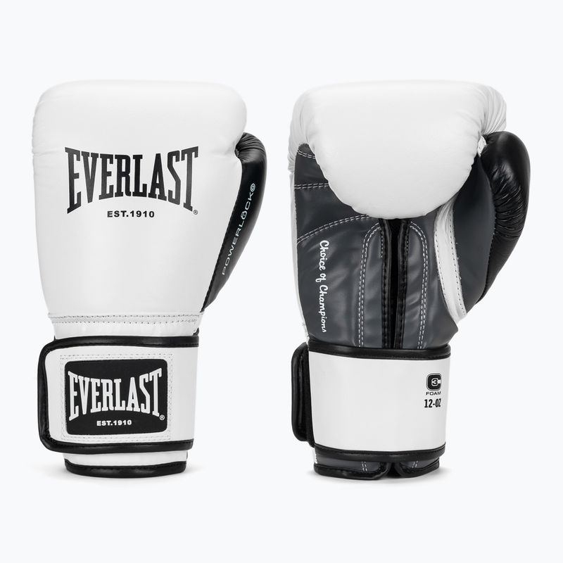 Bokso pirštinės Everlast Powerlock OG H&L Leather Advanced Training white/black