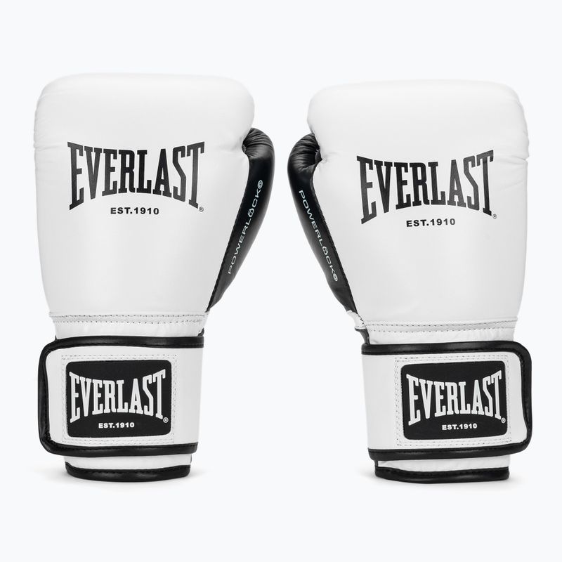 Bokso pirštinės Everlast Powerlock OG H&L Leather Advanced Training white/black 2