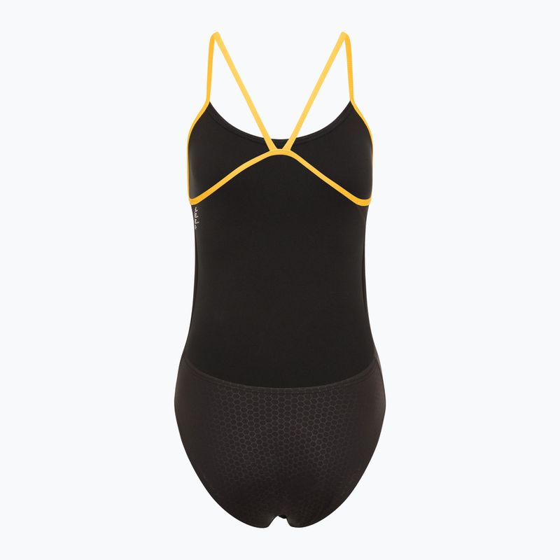 Moteriškas vientisas plaukimo kostiumas TYR Hexa Cutoutfit black/gold 2