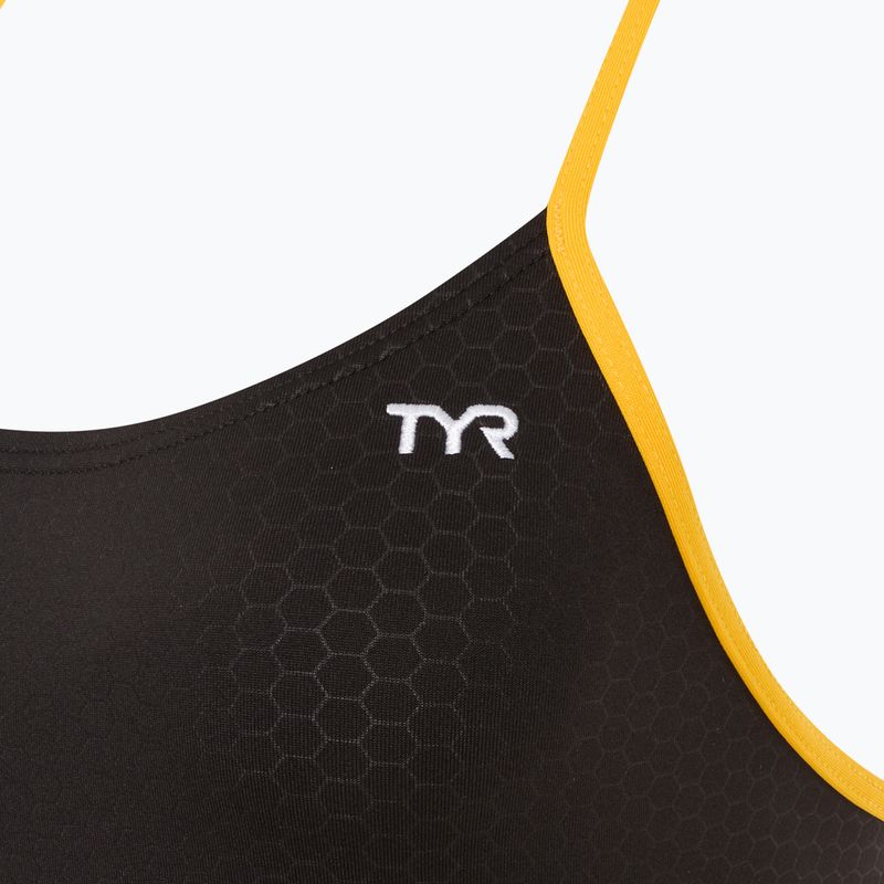 Moteriškas vientisas plaukimo kostiumas TYR Hexa Cutoutfit black/gold 3