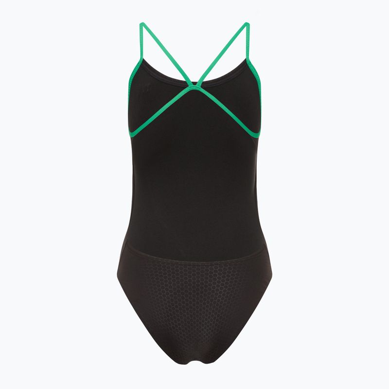 Moteriškas vientisas plaukimo kostiumas TYR Hexa Cutoutfit black/green 2