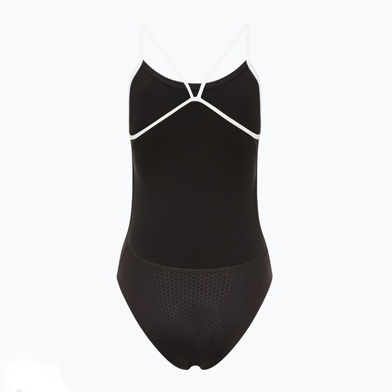 Moteriškas vientisas plaukimo kostiumas TYR Hexa Cutoutfit black/white 2