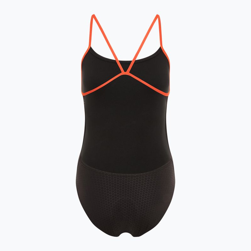 Moteriškas vientisas plaukimo kostiumas TYR Hexa Cutoutfit black/orange 3