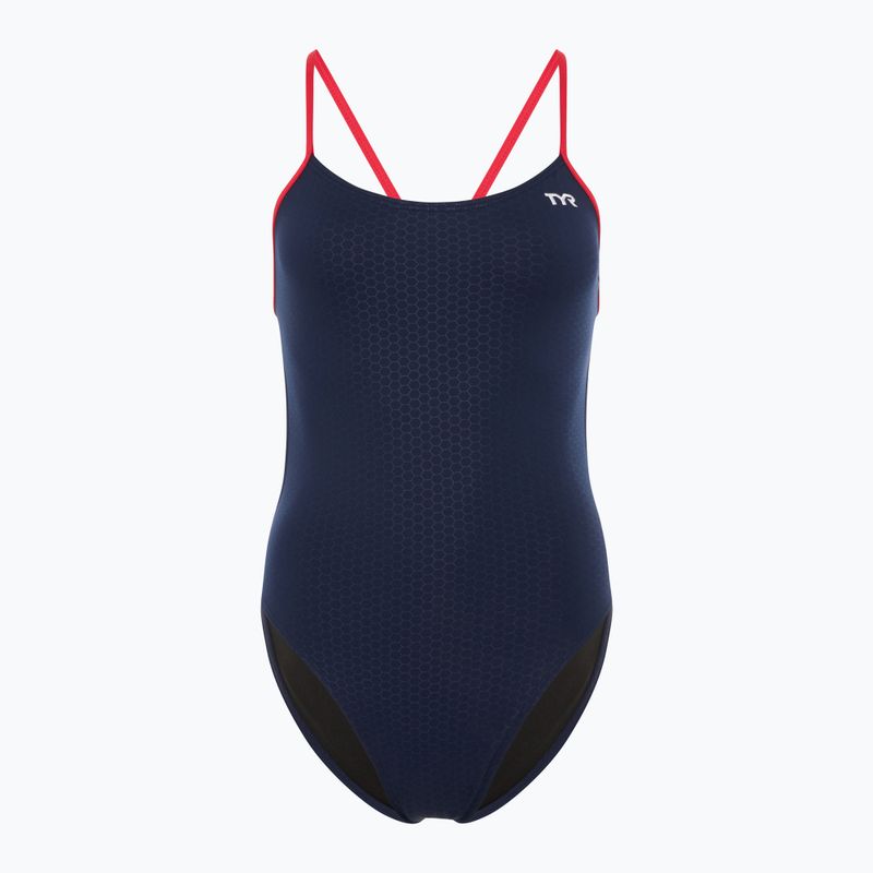 Moteriškas vientisas plaukimo kostiumas TYR Hexa Cutoutfit navy/red