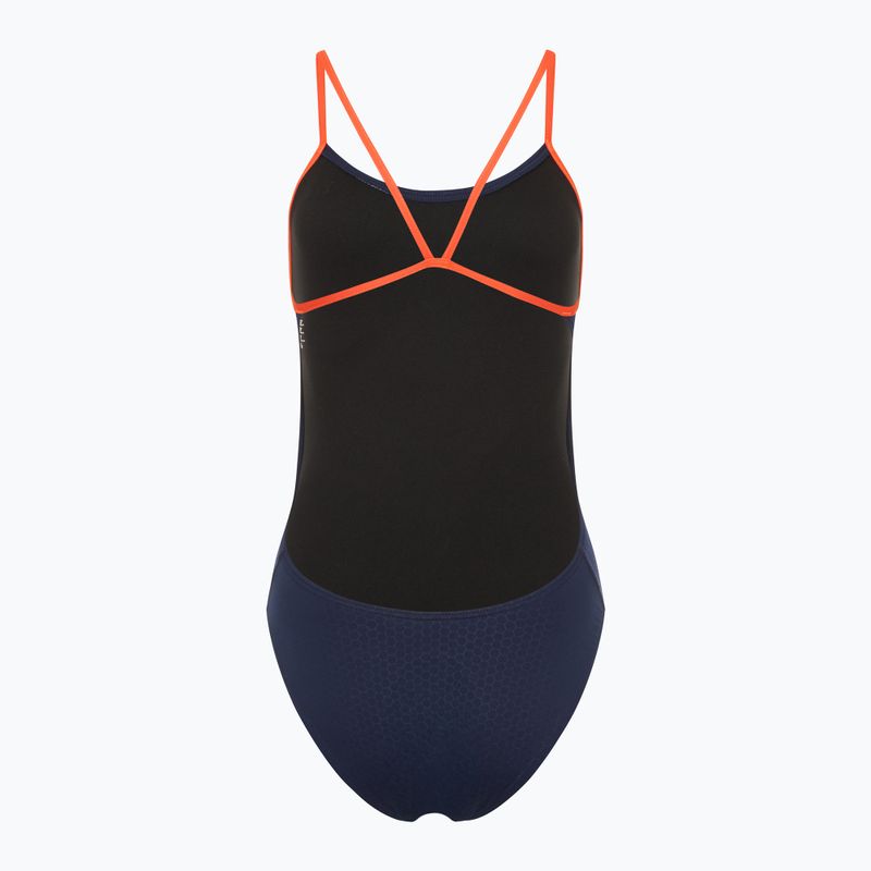 Moteriškas vientisas plaukimo kostiumas TYR Hexa Cutoutfit navy/orange 2