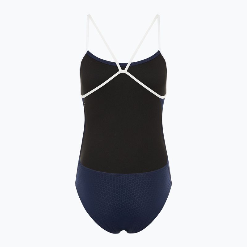 Moteriškas vientisas plaukimo kostiumas TYR Hexa Cutoutfit navy/white 2