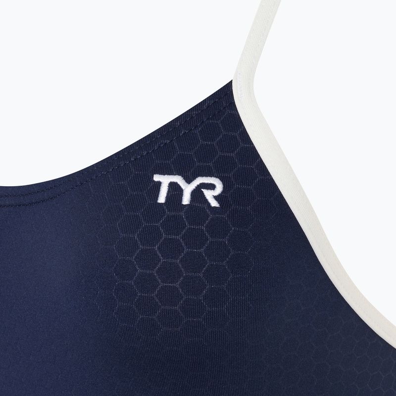 Moteriškas vientisas plaukimo kostiumas TYR Hexa Cutoutfit navy/white 3