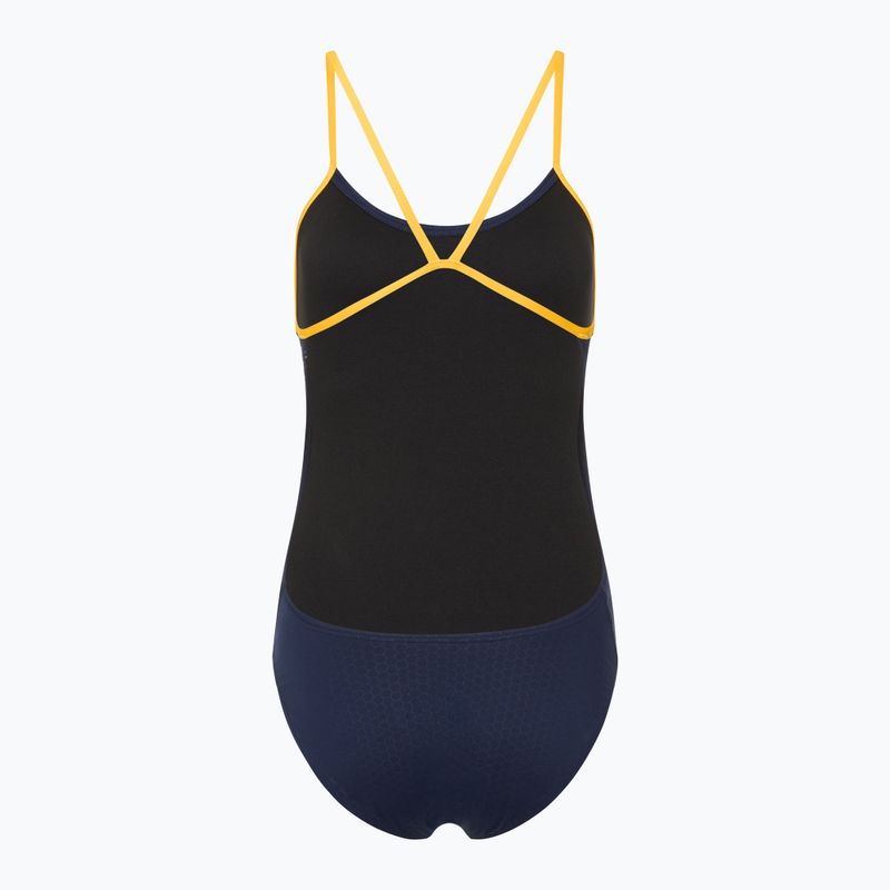 Moteriškas vientisas plaukimo kostiumas TYR Hexa Cutoutfit navy/gold 2