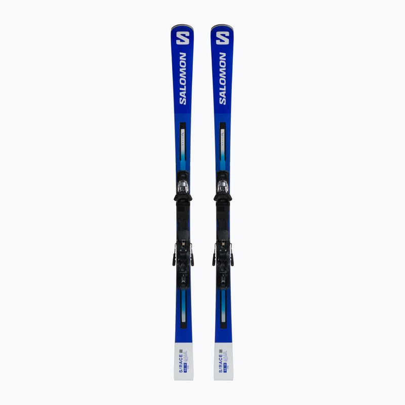 Salomon S Race GS 10 + M12 GW mėlynos ir baltos spalvos kalnų slidės L47038300