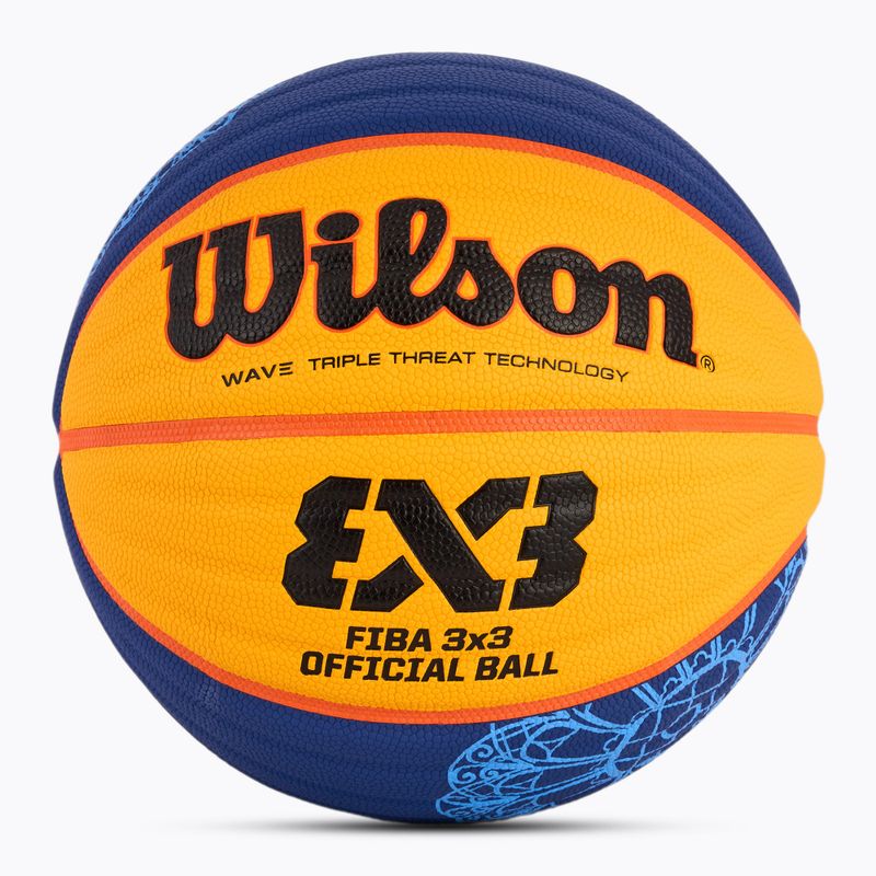 Krepšinio kamuolys Wilson Fiba 3x3 Game Ball Paris Retail 2024 blue/yellow dydis 6