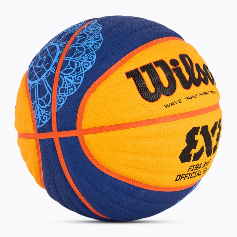 Krepšinio kamuolys Wilson Fiba 3x3 Game Ball Paris Retail 2024 blue/yellow dydis 6 2