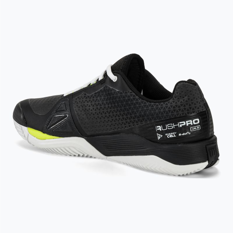 Vyriški teniso bateliai Wilson Rush Pro 4.0 Clay black/white/safety yellow 3