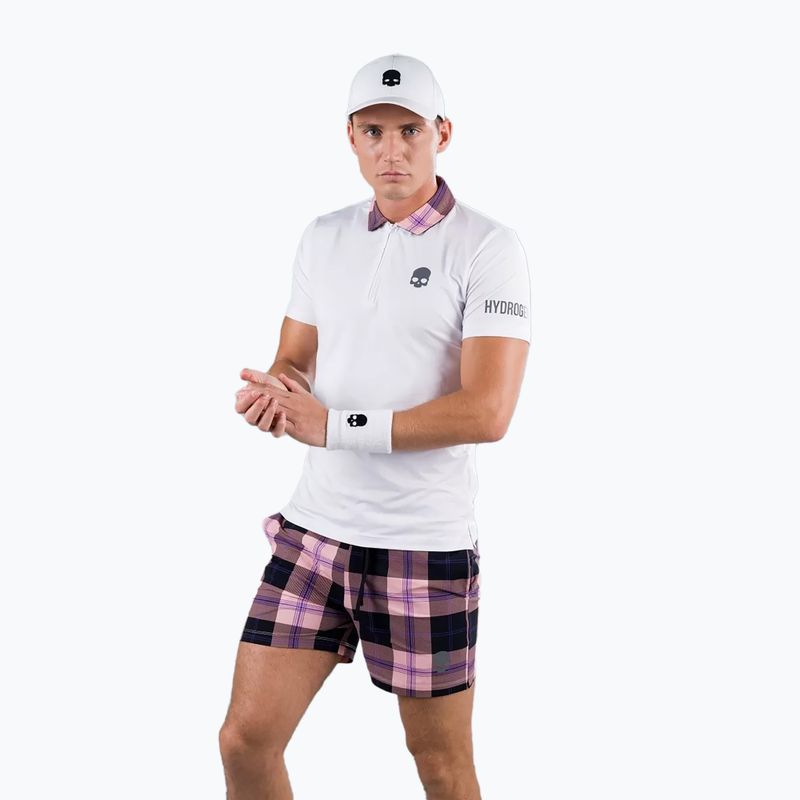 Vyriški HYDROGEN Tartan baltos ir rožinės spalvos polo marškinėliai T00518E83 2
