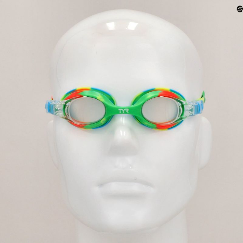 Vaikiški plaukimo akiniai TYR Swimple Tie Dye Non-Mirrored clear/ green/ orange 8