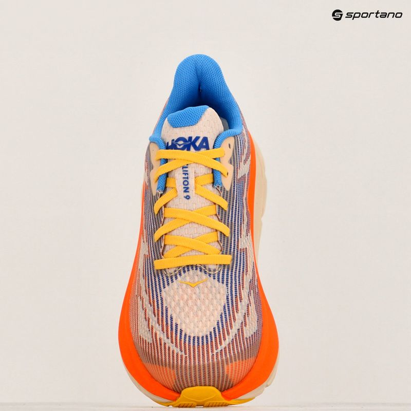 HOKA Clifton 9 ultramarino/electric tangerine vaikiški bėgimo bateliai 16