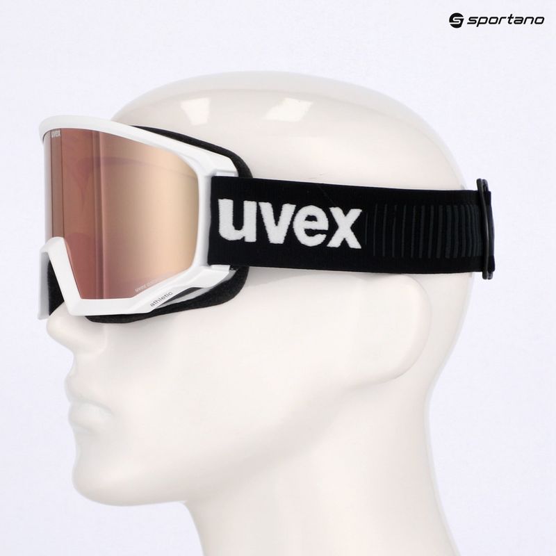 Slidinėjimo akiniai UVEX Athletic CV Race white matt/mirror rose green clear 6