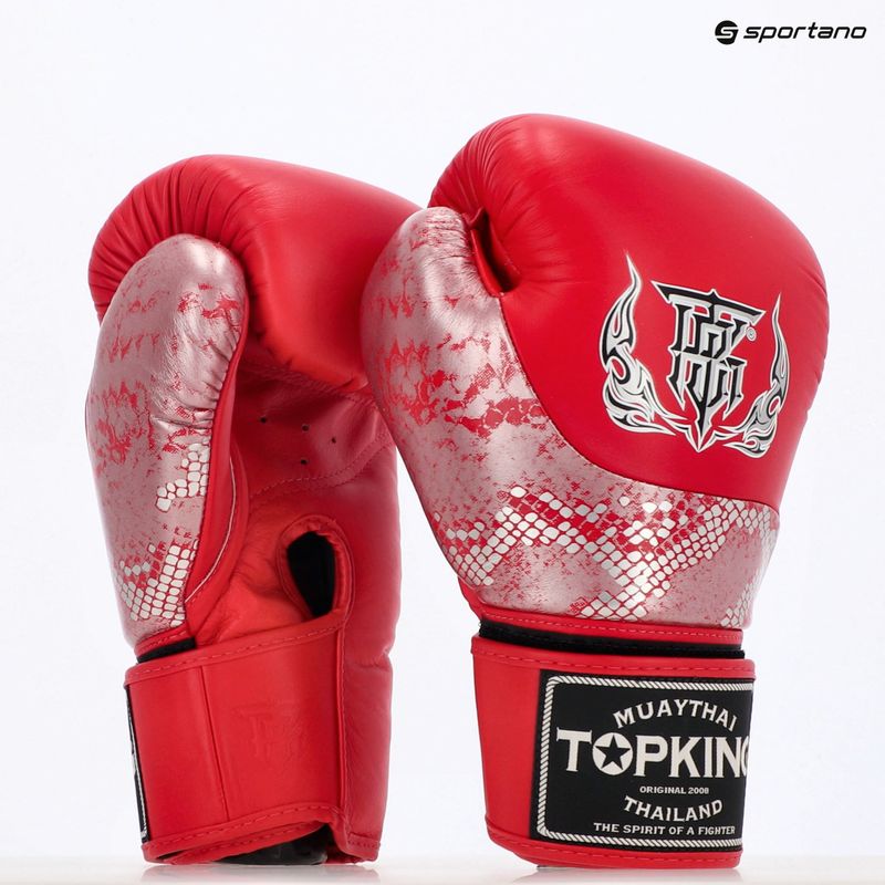 Bokso pirštinės Top King Muay Thai Power Snake red/silver 7