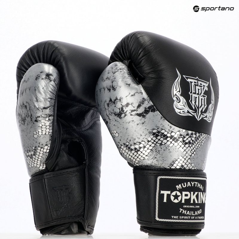 Bokso pirštinės Top King Muay Thai Power Snake black/silver 7