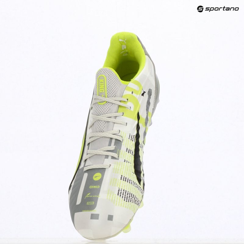 Vyriški futbolo batai PUMA King Ultimate Forever FG/AG feather gray/electric lime/puma white/flat light gray 9
