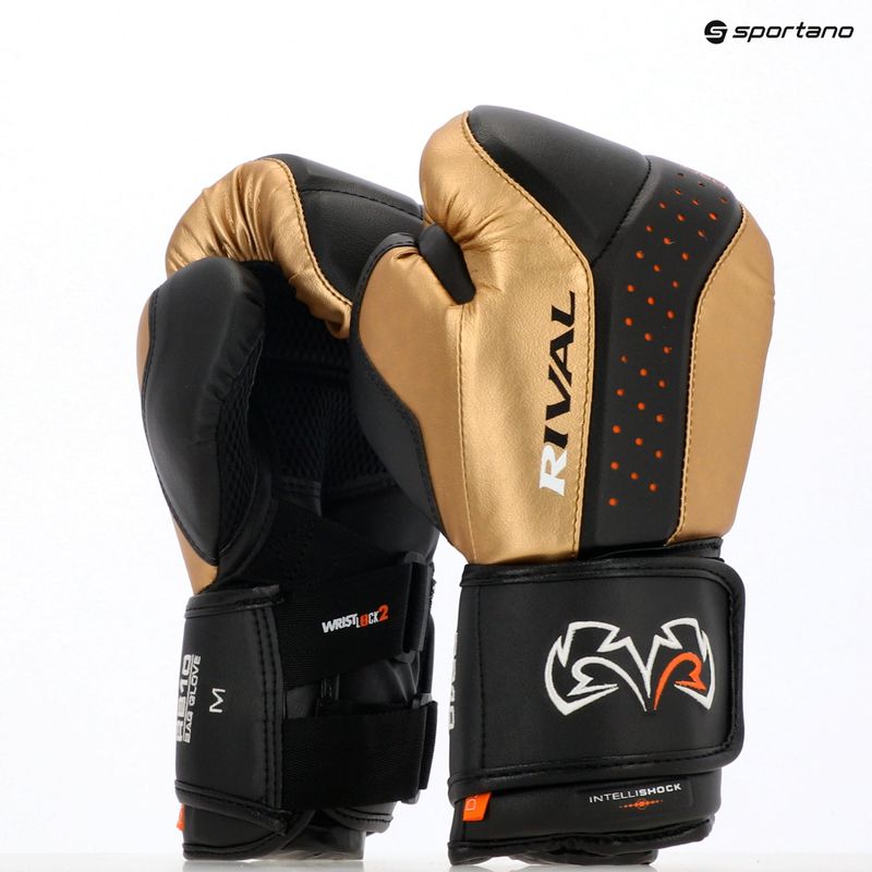 Bokso pirštinės Rival RB10 Intelli-Shock Bag black/gold 3