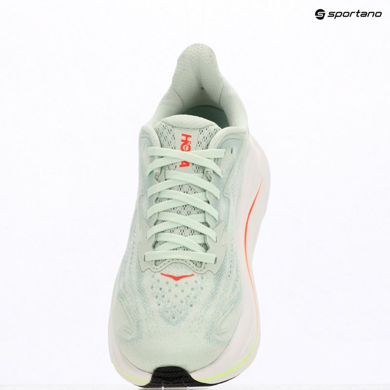 Moteriški bėgimo bateliai HOKA Clifton 10 sea glass/neon flame 18