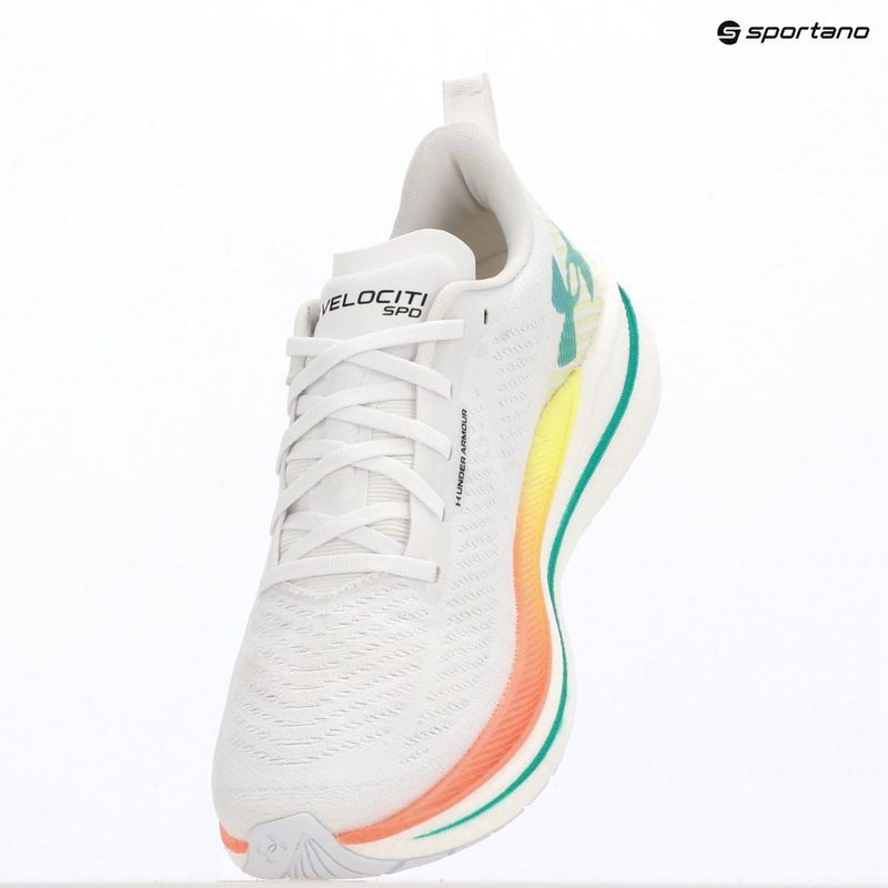Moteriški bėgimo batai Under Armour Velociti SPD white/orange bloc/metallic silver 9
