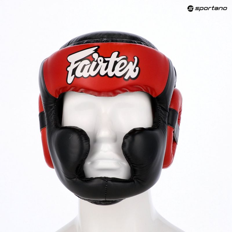 Bokso šalmas Fairtex Diagonal Vision Sparring Headguard - Full Head Coverage black/red 6