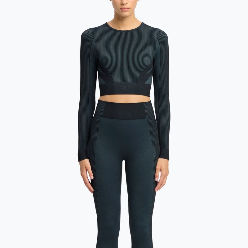 Moteriški treniruočių marškinėliai ilgomis rankovėmis Reebok RBK Lab Seamless Crop black