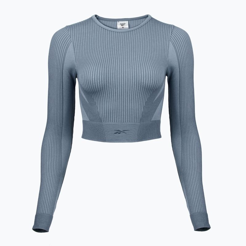 Moteriški treniruočių marškinėliai ilgomis rankovėmis Reebok RBK Lab Seamless Crop upgrade blue