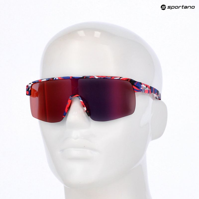 Akiniai nuo saulės Red Bull SPECT Dakota matt blue-burgundy pattern/smoke red-purple mirror 7