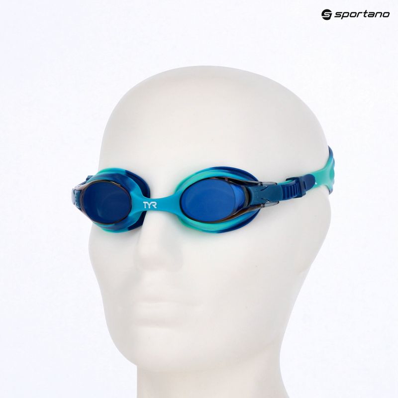Vaikiški plaukimo akiniai TYR Swimple Tie Dye Mirrored blue/mint 3