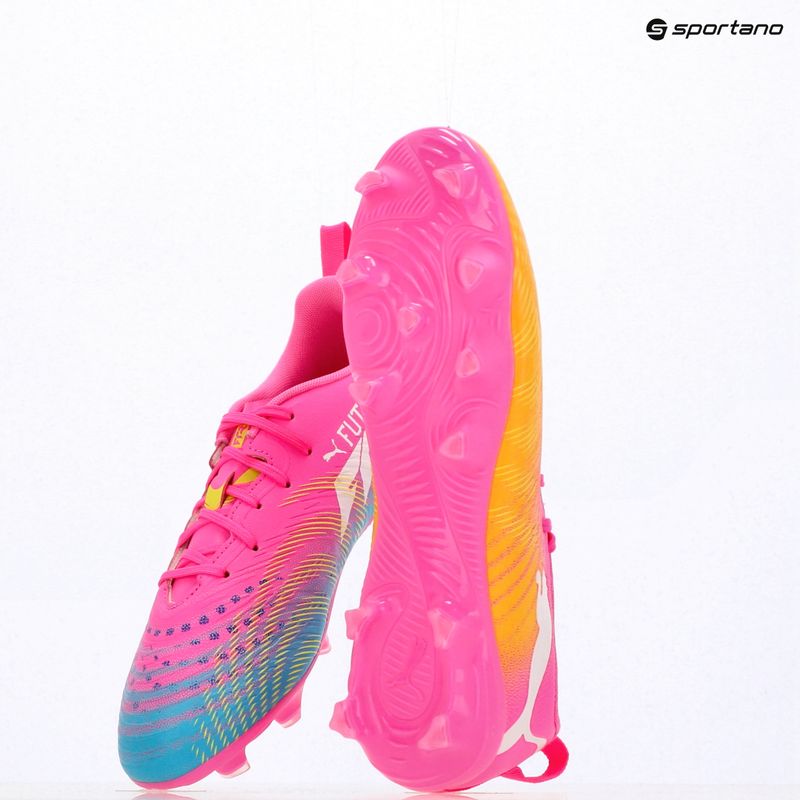 Vaikiški futbolo batai PUMA Future 9 Play FG/AG Jr poison pink/puma wht/sun stream/bright aqua/puma blk 14