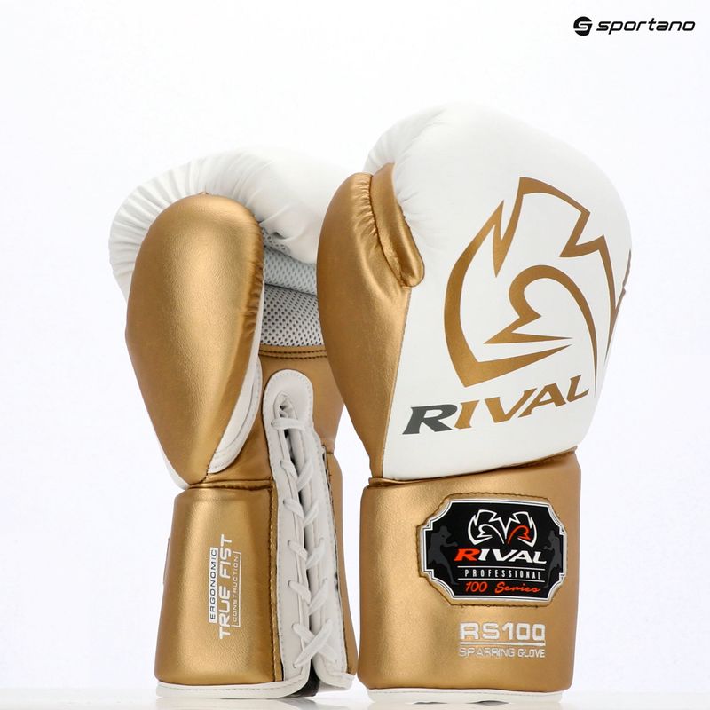 Bokso pirštinės Rival RS100 Professional white/gold 5