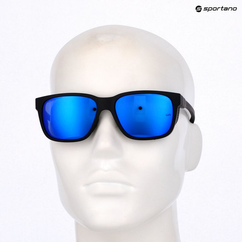 Vyriški akiniai nuo saulės Under Armour Glacial matte black/grey blue mirror silver polarized o 10