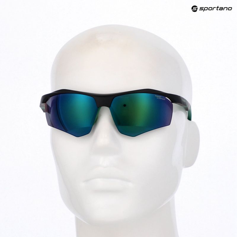 Vyriški akiniai nuo saulės Polaroid PLD 7055/S matte black green/green mirror polarized hc 9