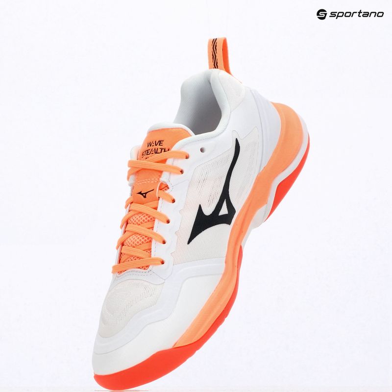 Rankinio bateliai Mizuno Wave Stealth Elite white/lava orange 9